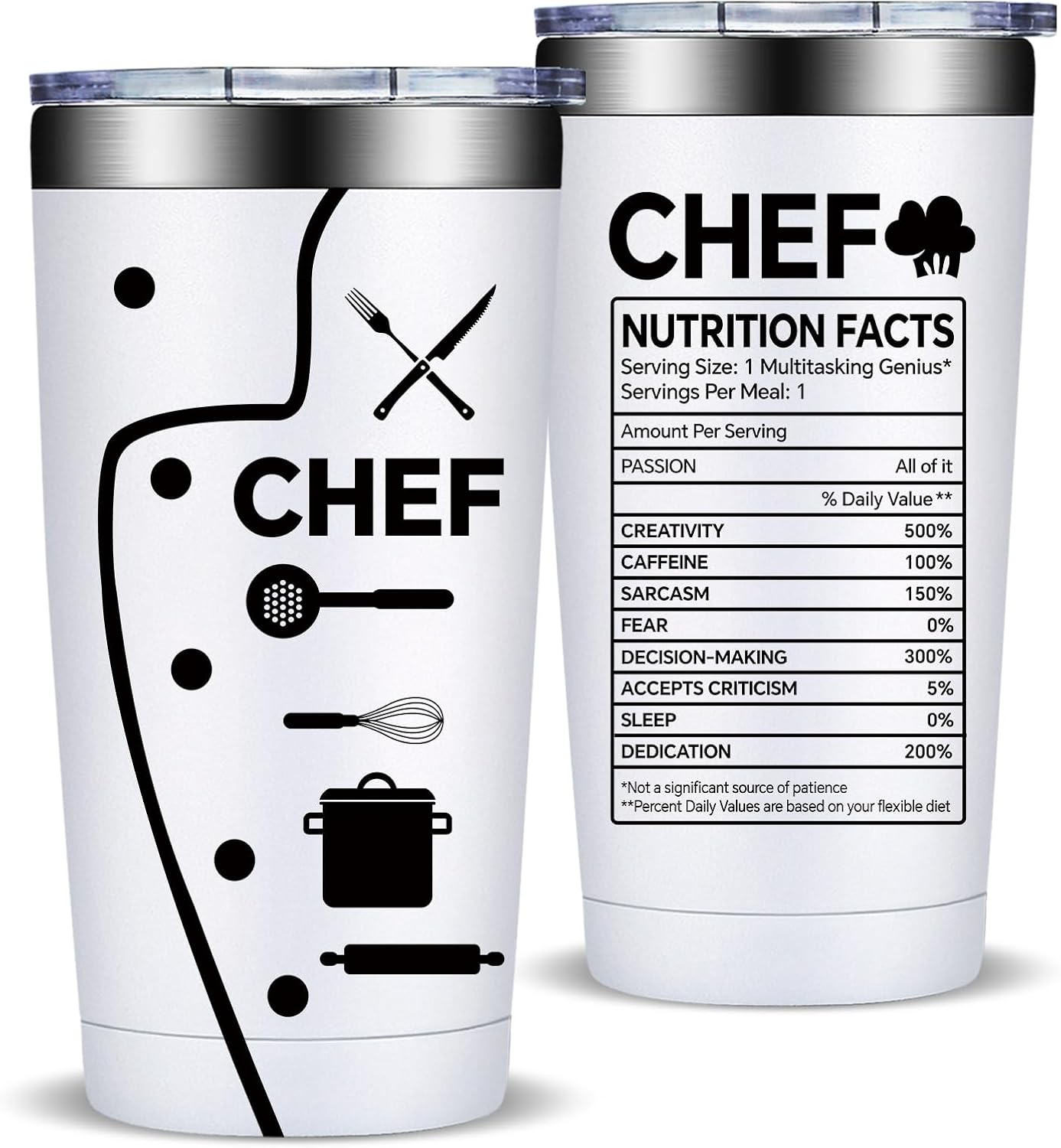 Fufandi Chef Gifts for Men Women - Ideal Gift for Chefs - Gifts for Cooking Lovers, Home Cooks, Bakers, Culinary Students - Tumbler Cup 20oz