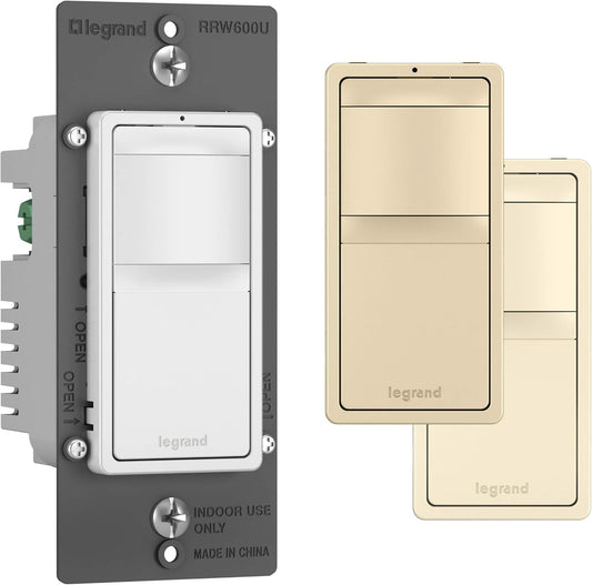 Legrand radiant RRW600UTCCCV4 600W Occupancy Motion Sensor Light Switch, 180 Degree Coverage, Auto On/Auto Off, Single Pole, White/Light Almond/Ivory (1 Count)