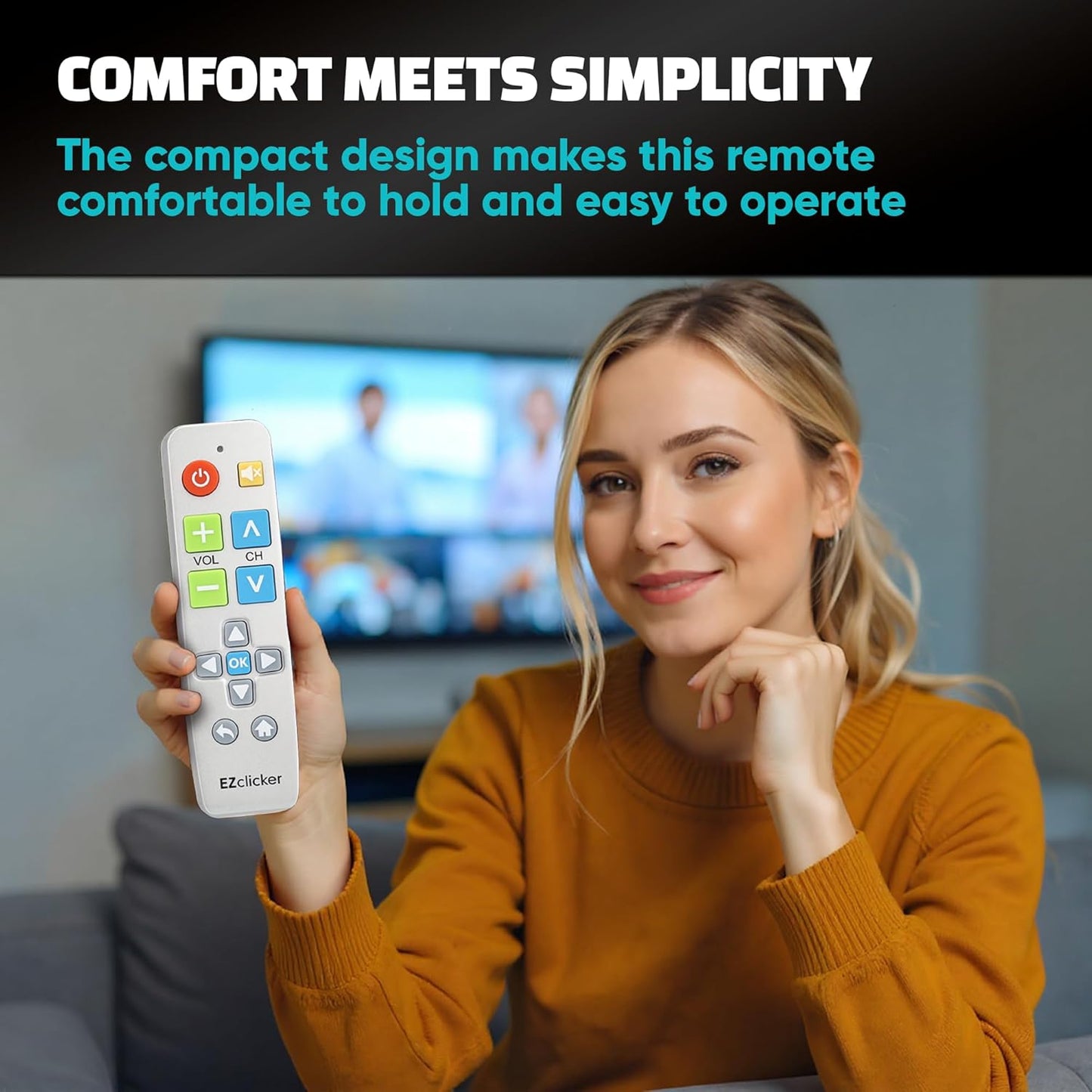 Big Button Universal TV Remote (Silver) Simple Easy to Use, Great for Seniors, Works with Major TV Brands (2xAAA Batteries Not Included)