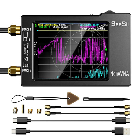 SEESII Nanovna-H Vector Network Analyzer,Upgraded HW3.6 10KHz-1.5GHz MF HF VHF UHF Antenna Analyzer, Measuring S Parameters, Voltage Standing Wave Ratio,Phase,Delay,Smith Chart,Support Data Storage