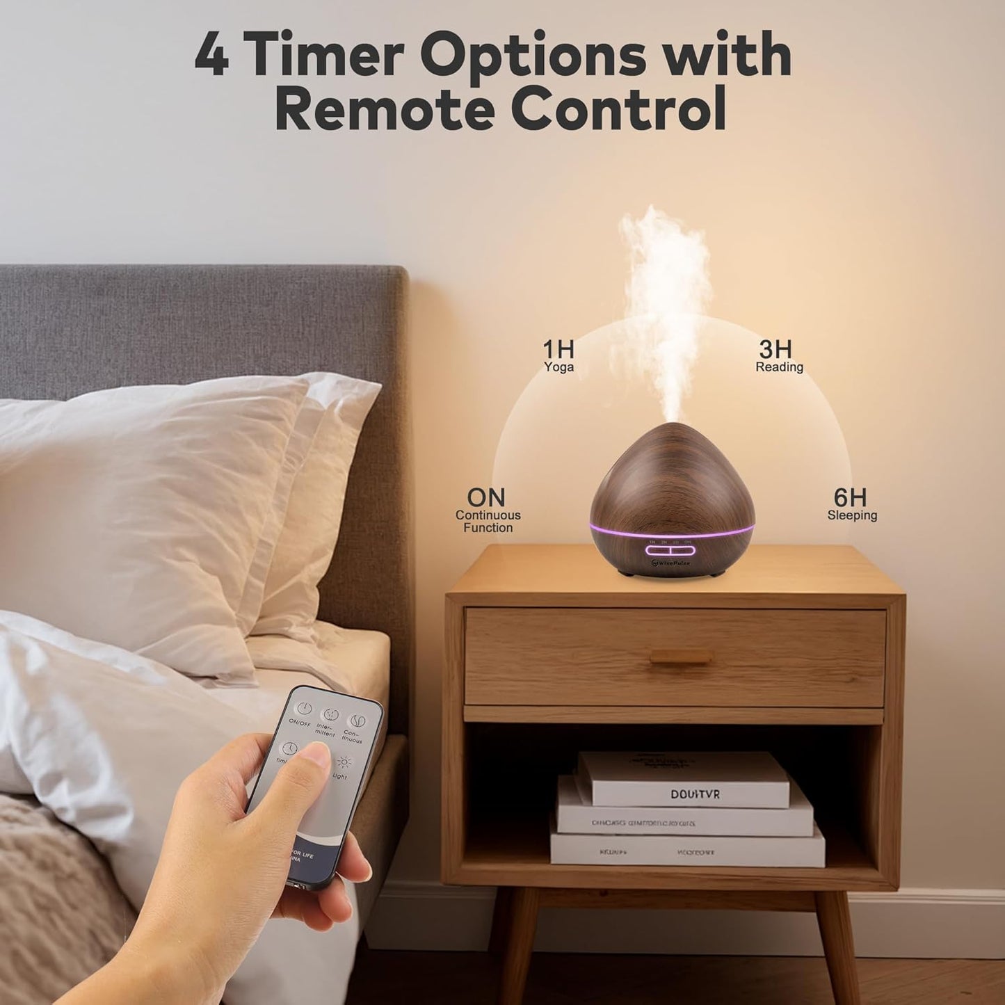 Essential Oil Diffuser for Home: 500ml Oil Diffuser 7 Colors Light Aroma Diffuser with Remote Control for Home, Office, Bedroom, Child’s Room Brown