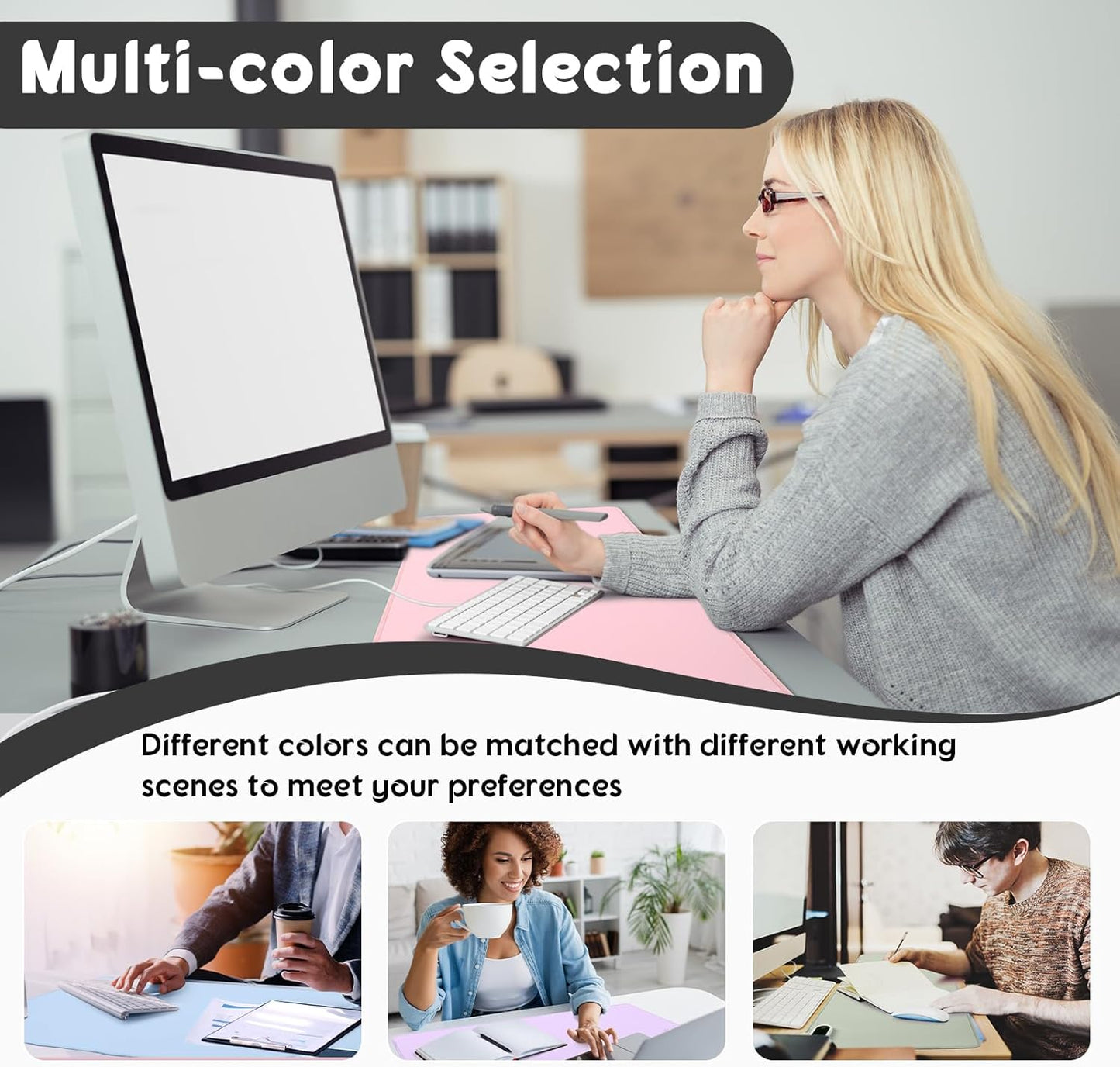 Konohan Heated Large Desk Mat PU Leather Warm Mouse Pad with 5 Heating Level & 4 Hour Auto Shut-Off Heating Keyboard Pad Warmer Gaming Mice Mat Only Supports 110v(Gray Color,23.6"x 14.2")