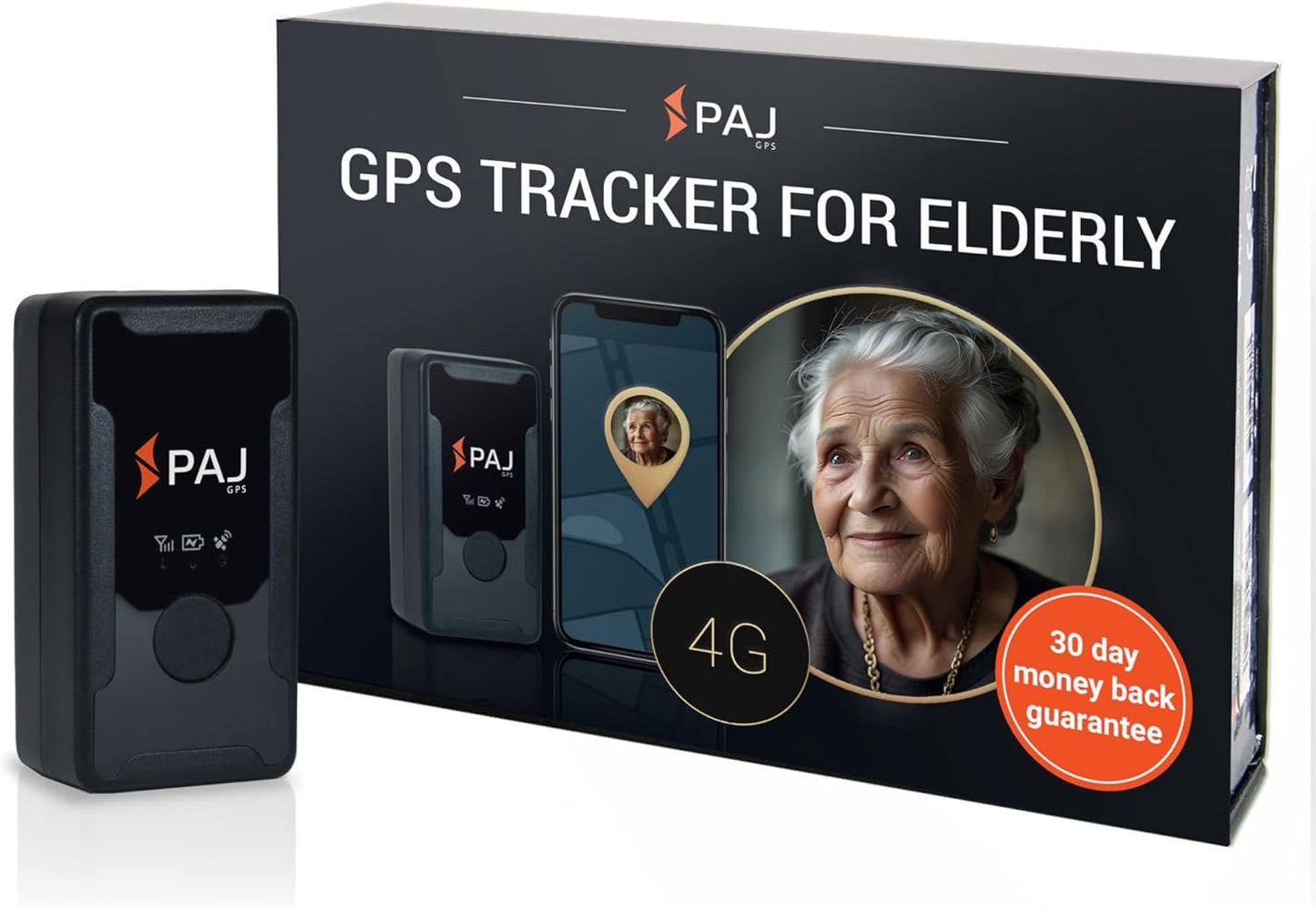 PAJ GPS Easy Finder – Human Tracking Device, GPS Tracker for Kids, Elderly, Seniors, Dementia, Alzheimer, up to 14 Days Battery Life, Real Time GPS Tracker, SOS Emergency Button & Shutdown Alarm