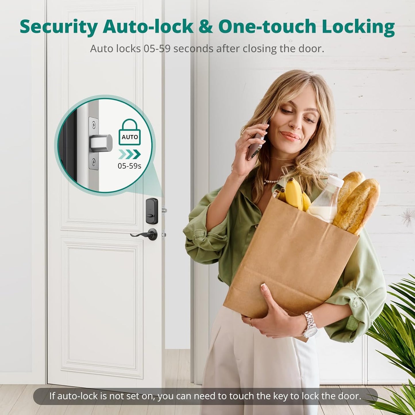 DS10 Keyless Entry Door Lock with 2 Lever Handle, Fingerprint, Keypad Code, 2 Keys, Smart Locks for Front Door, Bedroom, One-time Code, Auto-Lock, Easy Installation -Matte Black