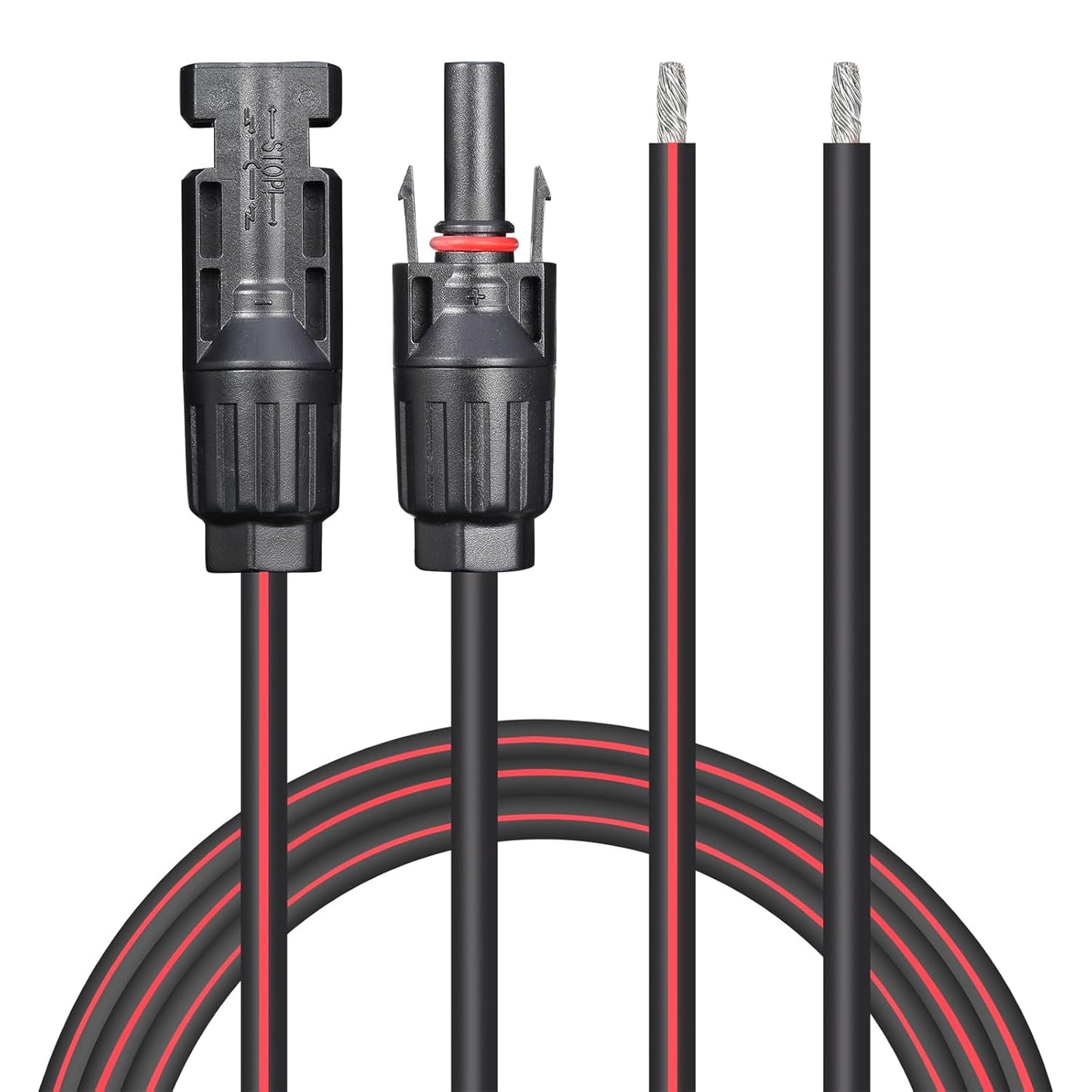 Solar Cable 20 Feet 2x12 AWG Twin Wire Solar Extension Cable, Copper Strand with Female and Male Connectors on Single end, Solar Panel Cable Wire & Adaptor for Home, Shop and RV Solar Panels