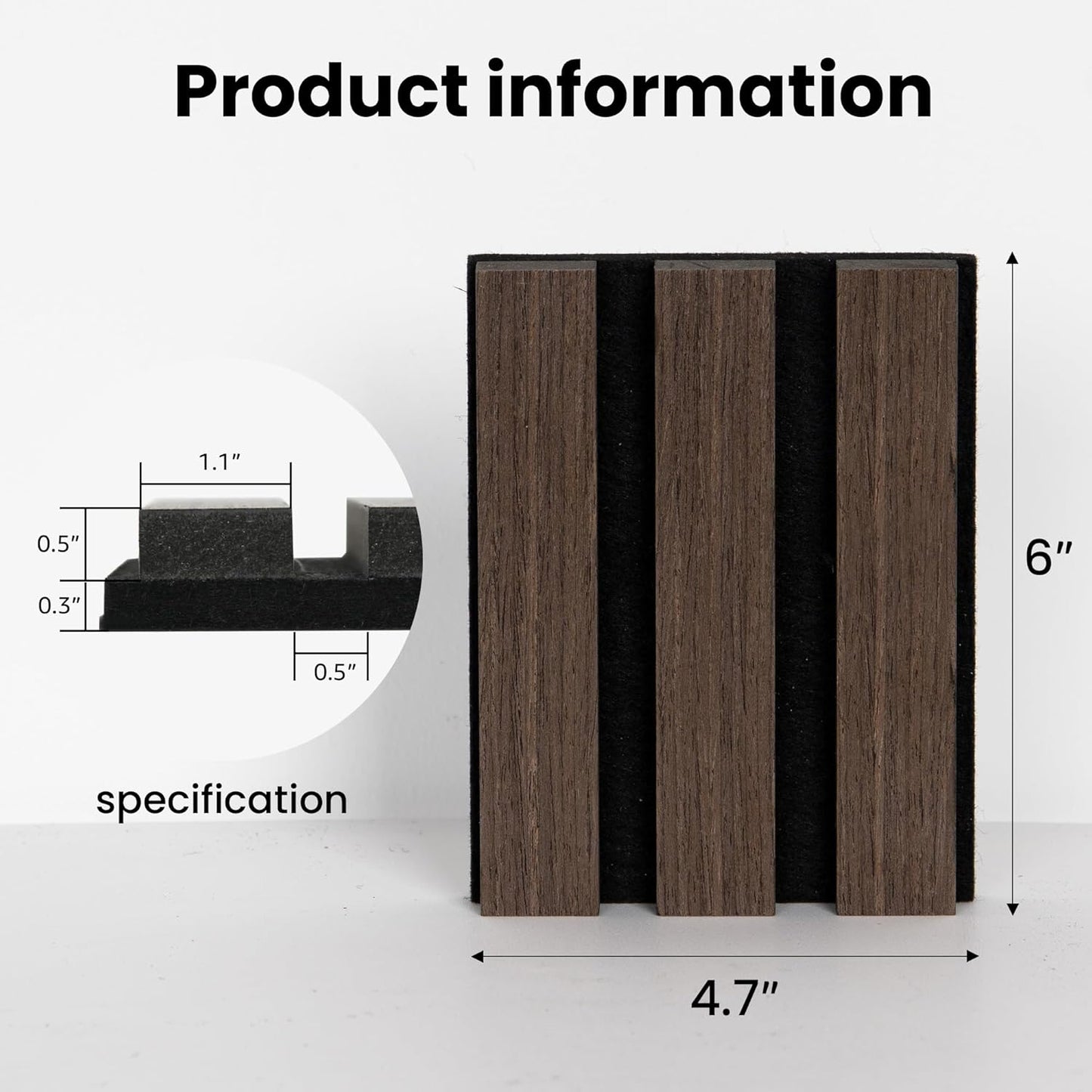 Sample Wood Salt Acoustic Wall Panels, Soundproof Wooden Wall Panels, 3D Fluted Sound Absorbing Panel, Natural Walnut, Sample Pack