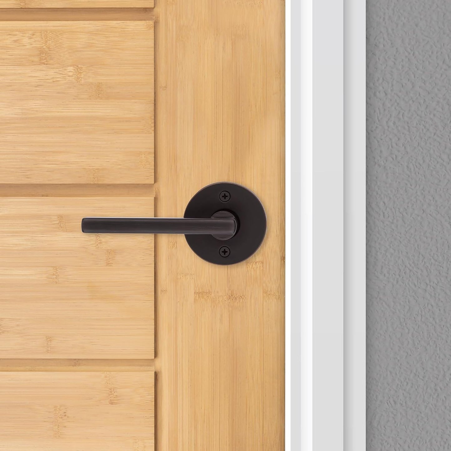 Kwikset Halifax Dummy Door Handle, Single Sided Round Lever for Closets, French Double Doors, and Pantry, Venetian Bronze Non-Turning Reversible Interior Push/Pull Lever, with Microban Protection