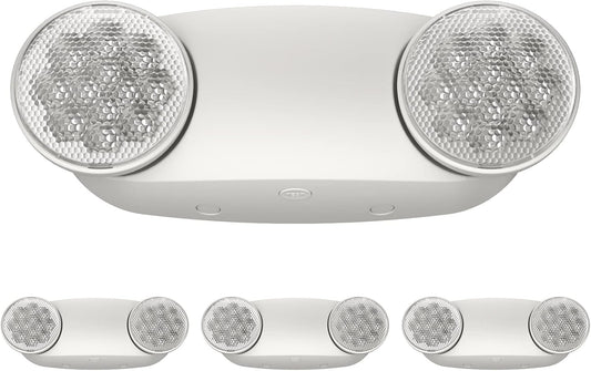 4 Pack Emergency Light, Emergency Lights for Business, LED Emergency Lights with Battery Backup, 2 Bug Eye Heads Adjustable Commercial Emergency Lighting Fixtures, UL 924 Certified