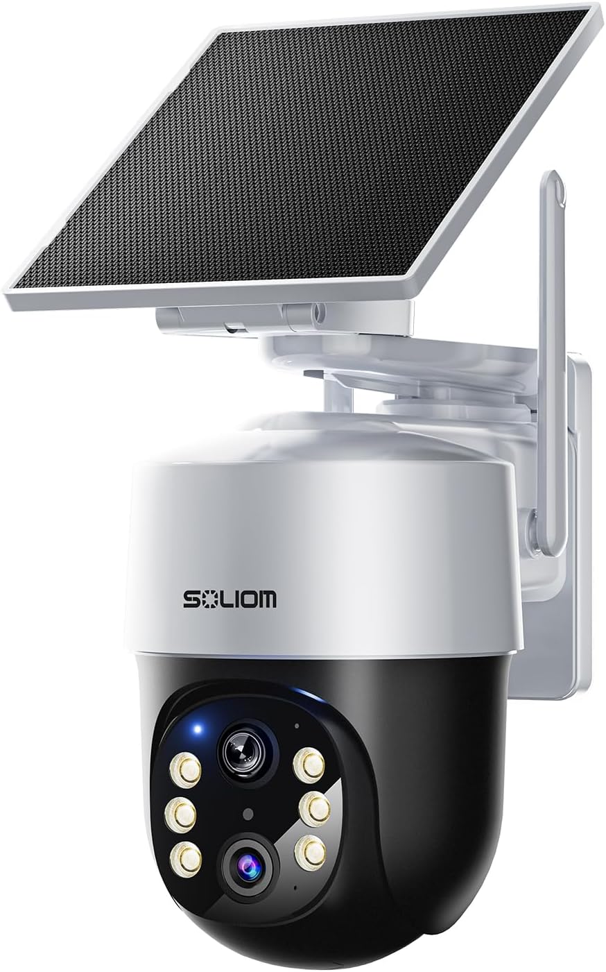SOLIOM- True 8MP HD Security Cameras Outdoor Wireless, Add-On Camera, Solar Powered, Auto Tracking,Requires Homebase, Homebase Supports Up to 4 Cams
