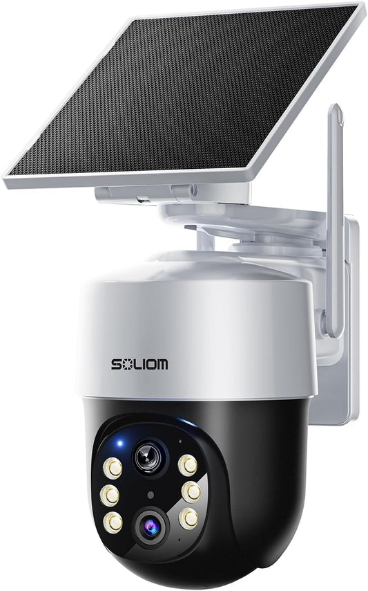 SOLIOM- True 8MP HD Security Cameras Outdoor Wireless, Add-On Camera, Solar Powered, Auto Tracking,Requires Homebase, Homebase Supports Up to 4 Cams