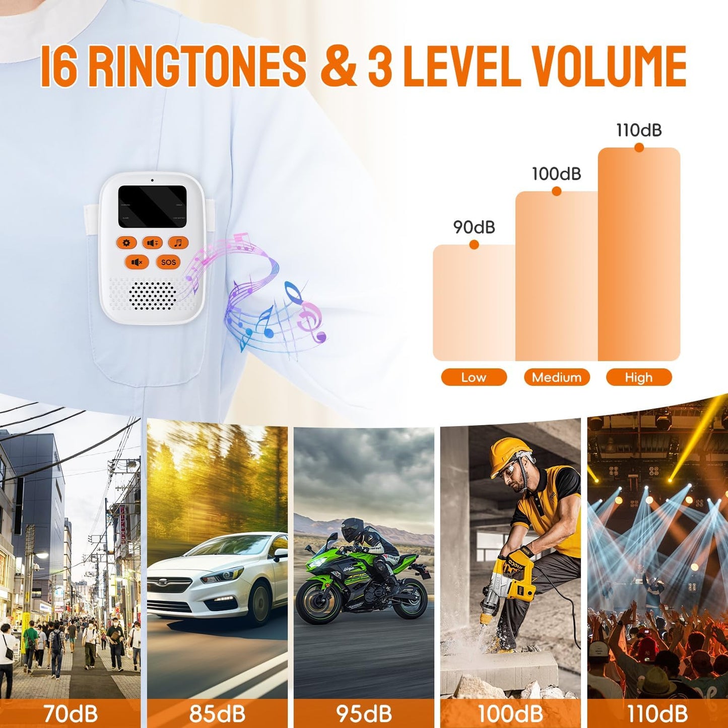Wireless Caregiver Call Button Alarm, Portable Caregiver Pager for Seniors Patients 1 Bracelet Button & 1 Digital Display Receiver