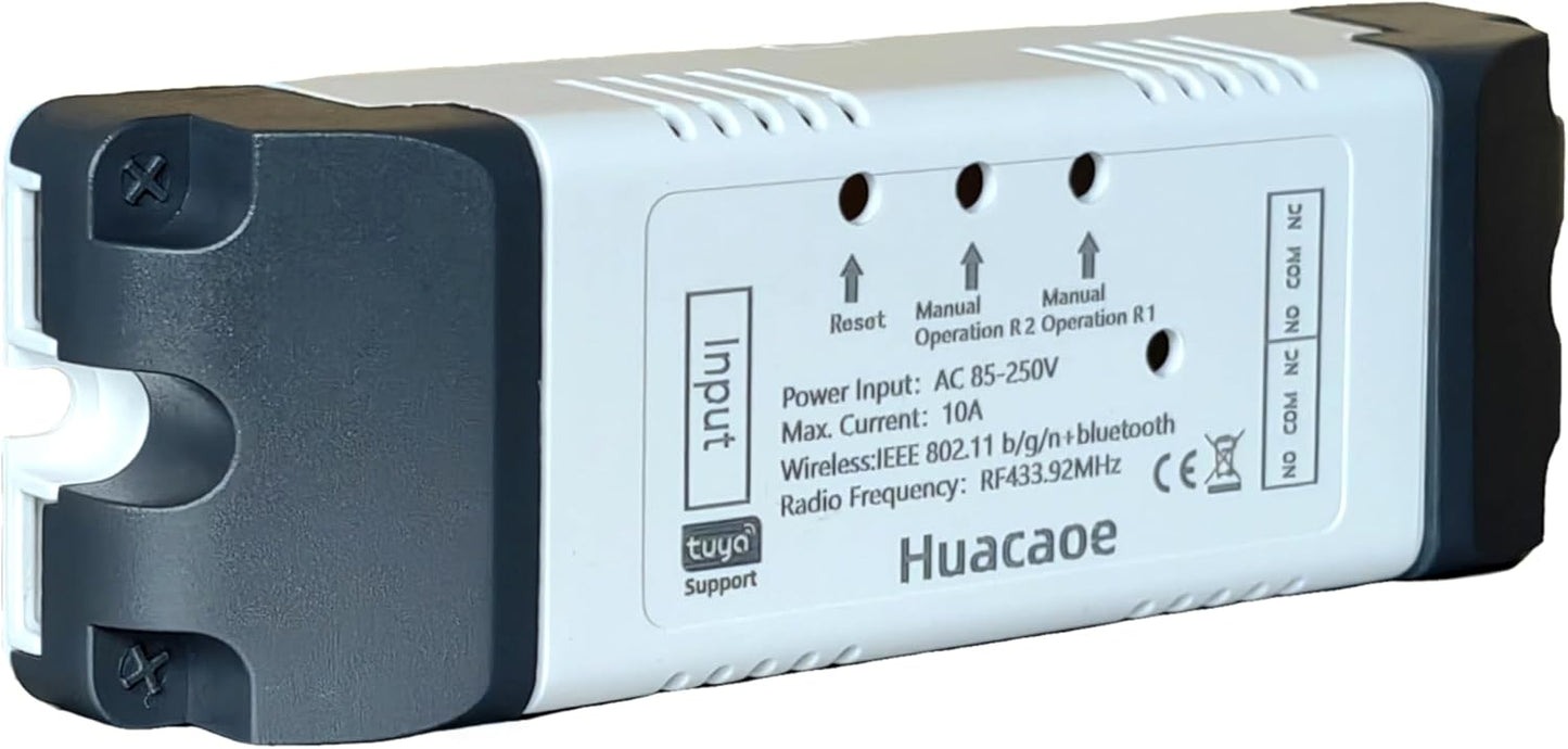 Tuya 2 Channel Updated AC 85-250V, Momentary Inching Self-Locking Relay Module,Tuya App Remote Control,WiFi RF Bluetooth Switch Module,Dry Contact,Compatible with Alexa Goolge Home