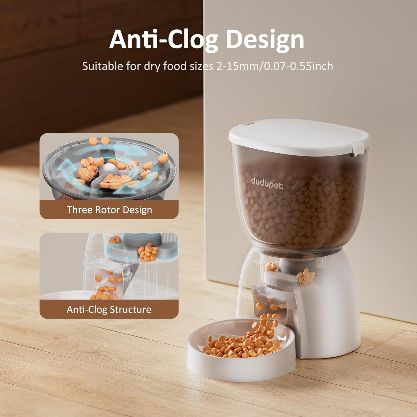 5L/21 Cup Automatic Cat Feeder, Timed Cat Dry Food Dispenser, Automatic Pet Feeders Dual Power Supply, 6 Meal Programmable 1-20 Portion Cats Feeder, Auto Dog Feeders,Pet Food Dispenser for Cats, Puppy
