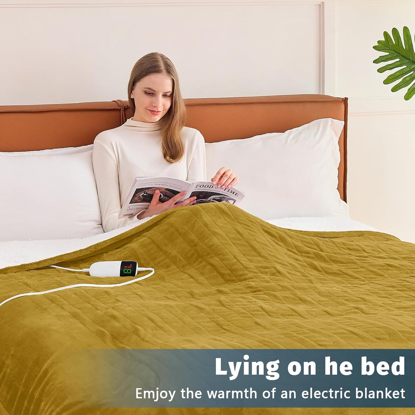 BOMOVA Heated Electric Blanket Throw Size- 50" x 60" Heating Blanket with 10 Heating Levels & 8 Hours Auto Off, Warm Flannel Blanket, Christmas Birthday Gifts for Women