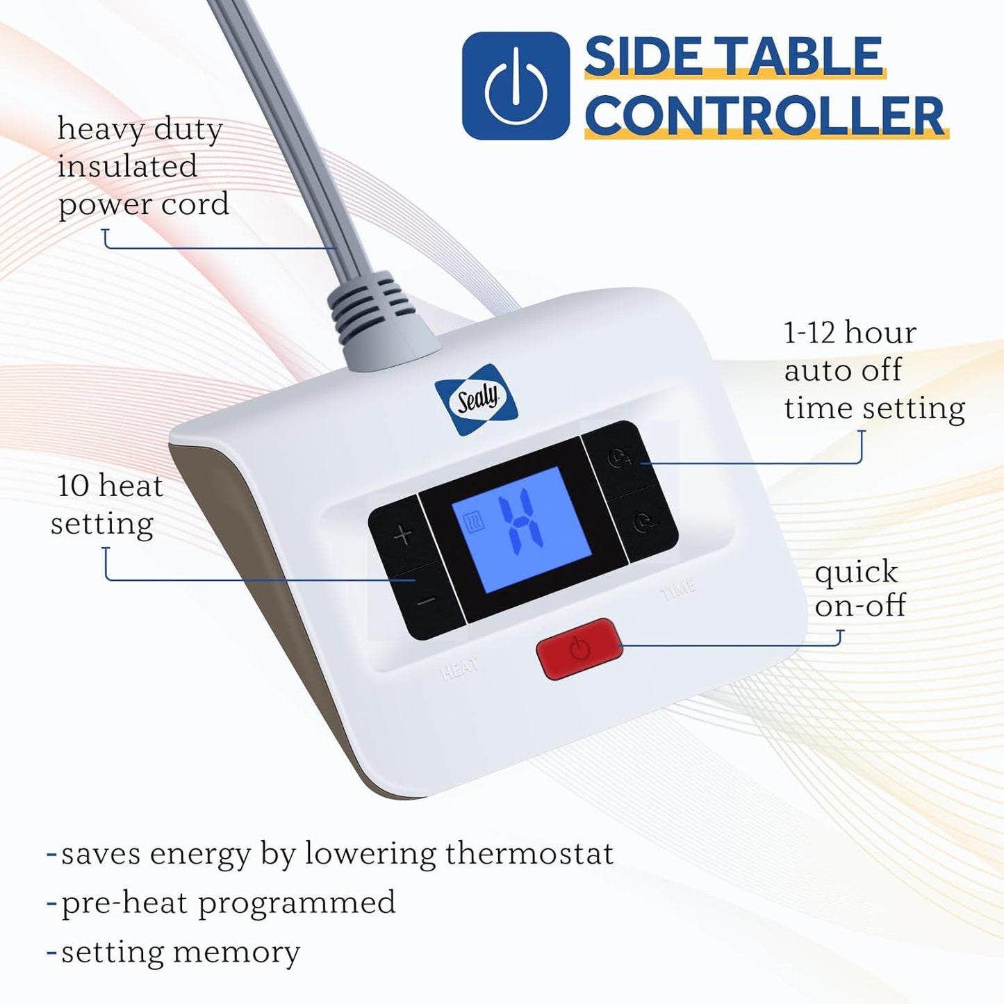 SEALY Electric Blanket Full Size, Soft Sherpa Heated Blanket Single Control with 10 Heating Levels & 1 to 12 Hours Auto-Off Settings Over-Heated Protection 80"x84" Machine Washable, Blue