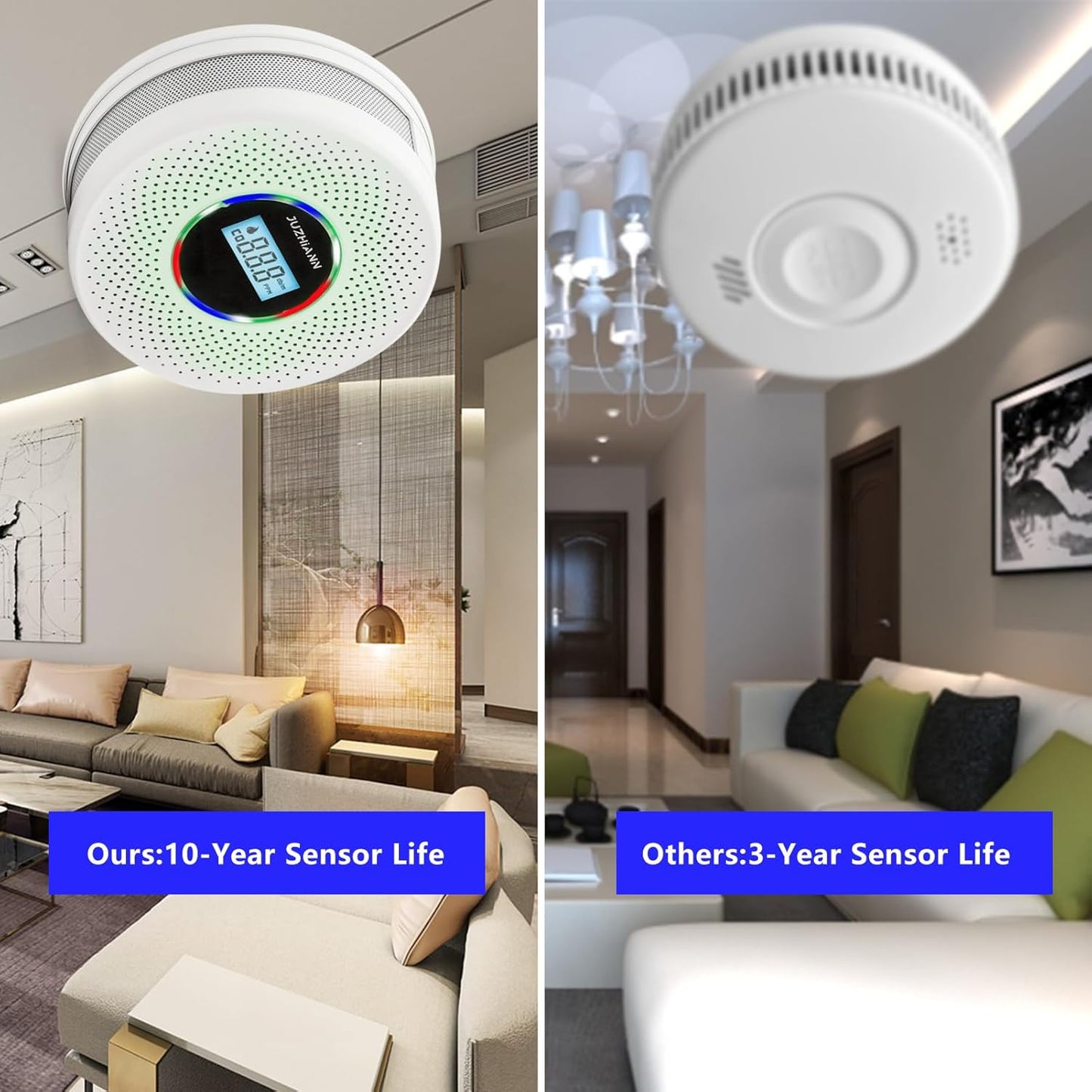 Upgraded Version Smoke Carbon Monoxide Alarm Detector, Battery-Operated Smoke and CO Alarm with Digital Display, Carbon Monoxide Detectors&Smoke Detector (1Pack)