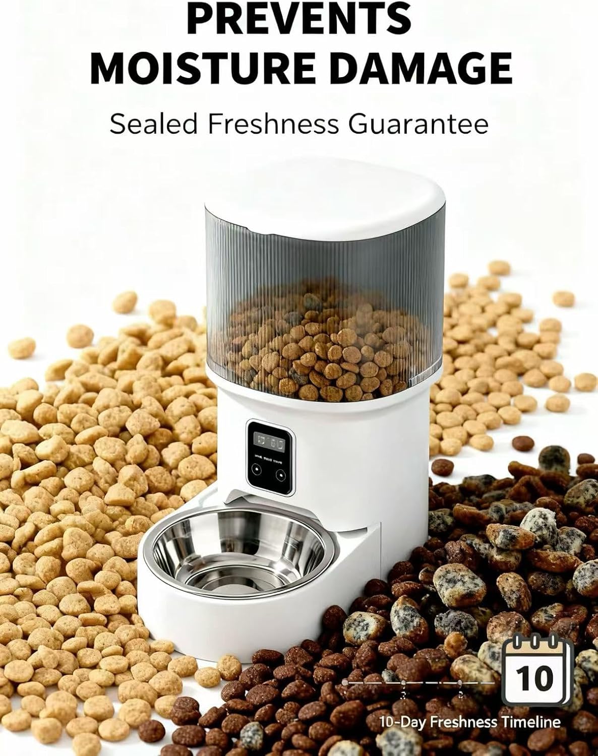 Intelligent Pet Automatic Feeder - Smart APP Remote Control, Food Freshness Preservation, Anti-Jam Design, Dual Power Supply (Plug-in & Battery), Easy to Clean for Uninterrupted Feeding When Away