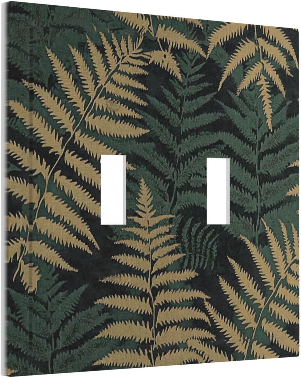 Decorative Switch Plates Botanical Fern Green Leaf Forest 2 Gang Double Toggle Outlet Light Switch Cover Wall Plate Electrical Faceplate For Bed Room Home Decor