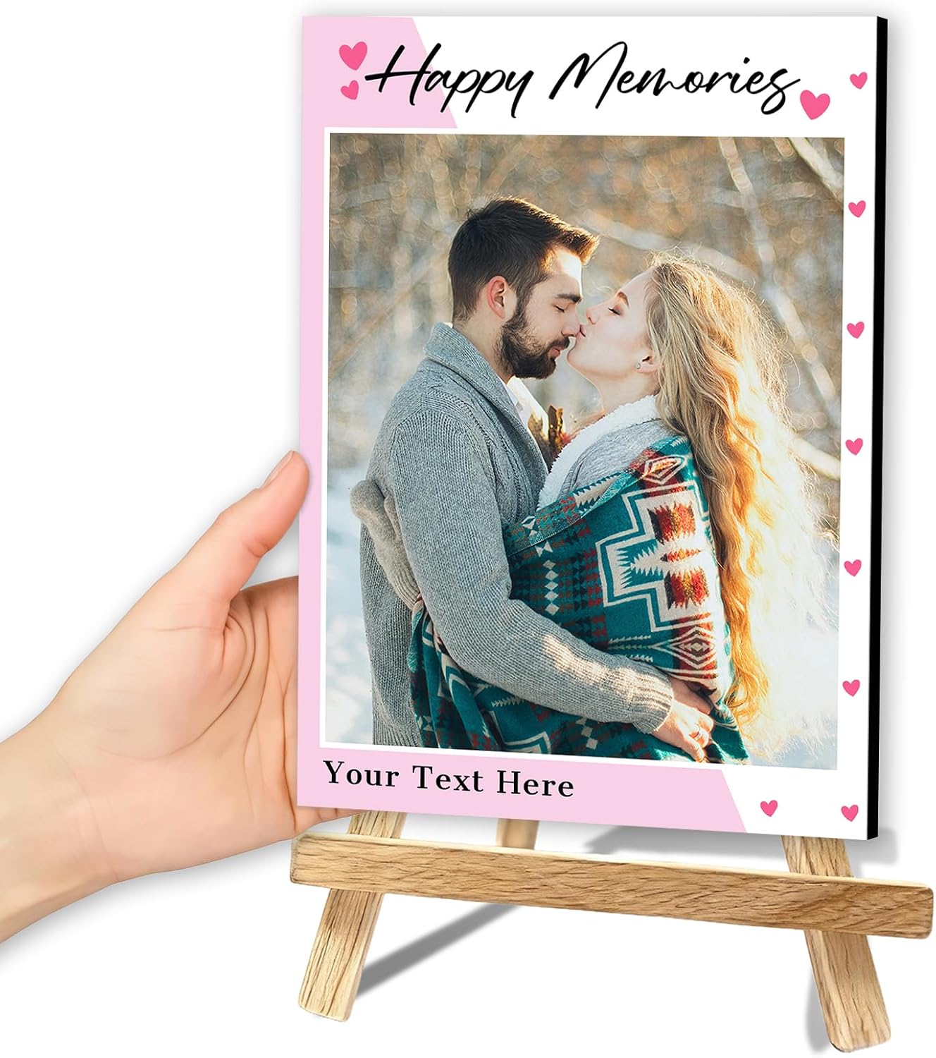 Custom Photo Frame with Stand, Personalized Picture Display, MDF and Wood Construction, Desktop Decor, Multiple Designs, Customizable Gift for Family and Friends