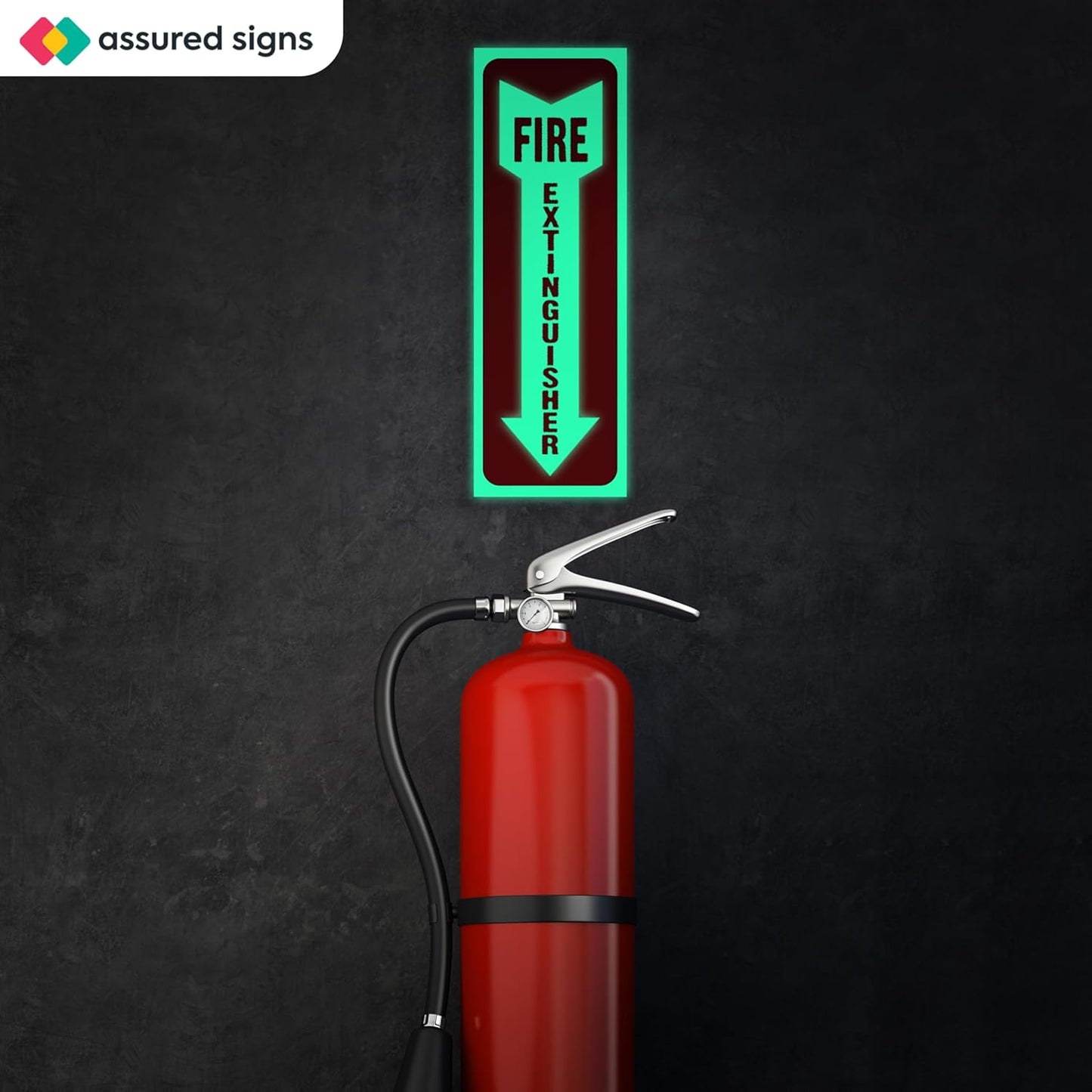 Fire Extinguisher Sign Sticker - 12 Pack - 4" X 12" - 5 Mil Vinyl - Bright Red White Colors - Durable Self Adhesive, Weatherproof, Photoluminescent and UV Protected - Ideal for Inside Office or Boat
