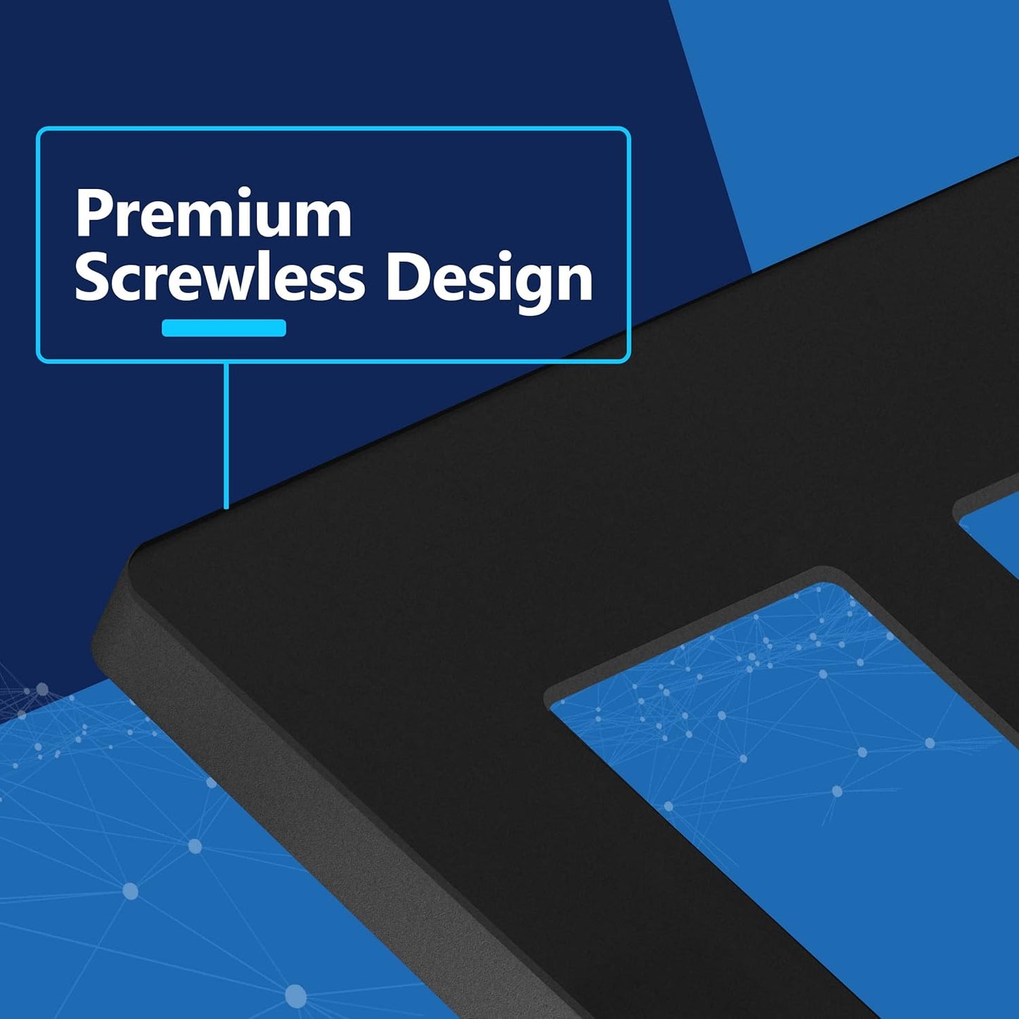 LIDER Matte Finish Double Decorator Switch Cover, Screwless Wall Plate, Mid-Size 2-Gang 4.88" x 4.92", Unbreakable Polycarbonate Thermoplastic, UL Listed, LSWP-32M-BK10P, Black, 10 pack