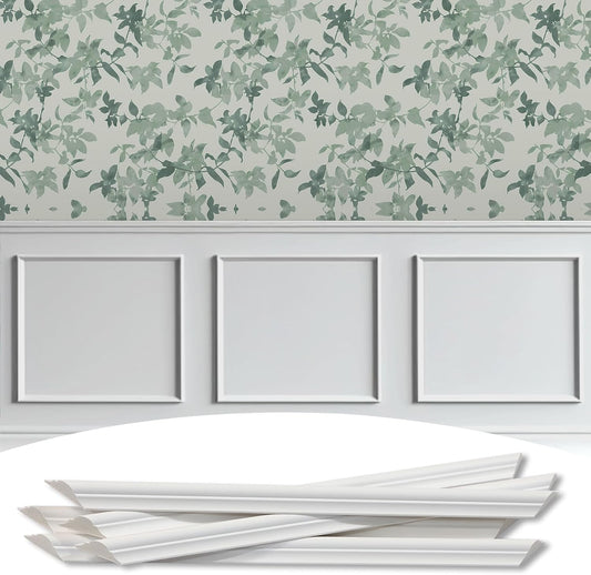 3-Frame 24" x 24" Premade Accent Wall Molding Kit, Ready-to-Assemble Wainscoting Panels, Pre-Cut Chair Rail Moulding Trim Picture Frame for Home Décor