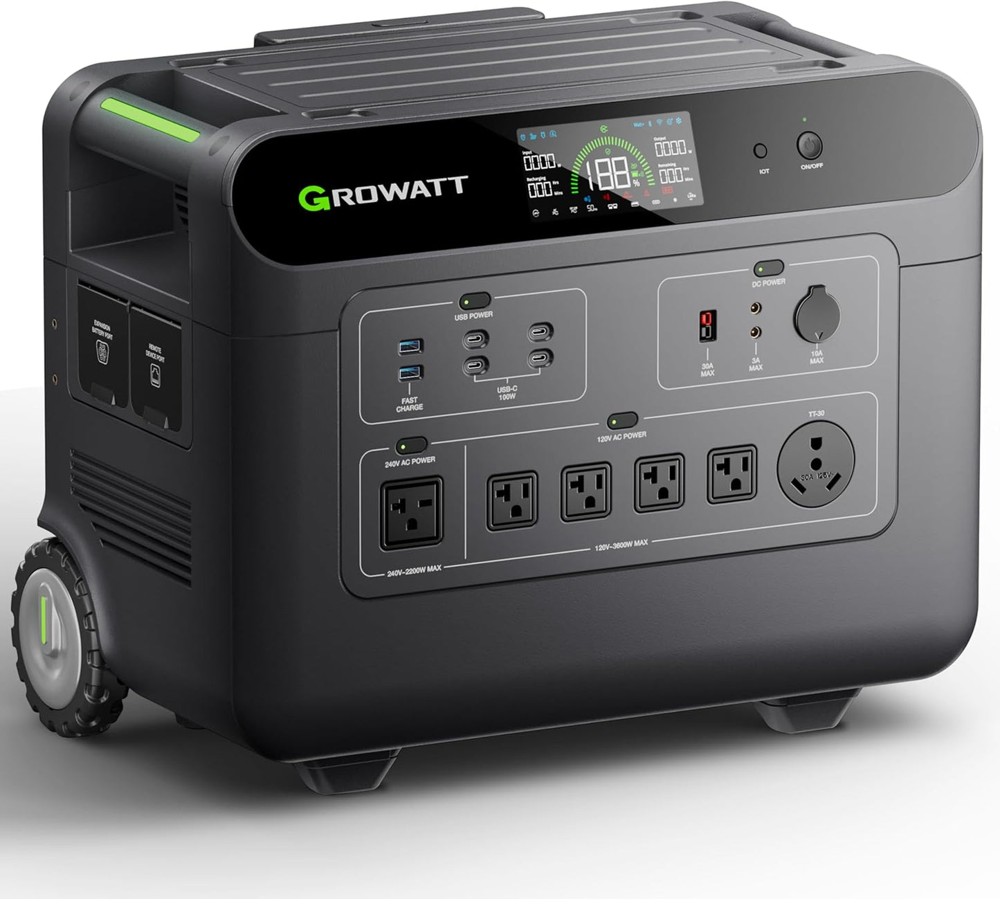 GROWATT Portable Power Station,HELIOS 3600W Electric Solar Generator,3686Wh LiFePO4 Battery,for Home Use,Emergency Whole House Backup Generator,Outdoor Camping,RVs, Power Outages(Solar Panel Optional)