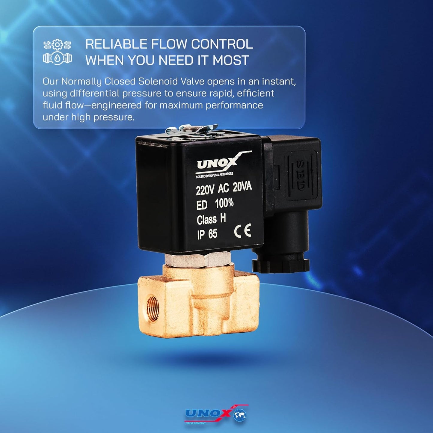 UNOX 1/4" NPT Solenoid Valve 220V AC, Brass Control Valve Normally Closed - 0-232 PSI Multi-Purpose Reliable Control Valve for Water, Air, and Gas - Solenoid Valves