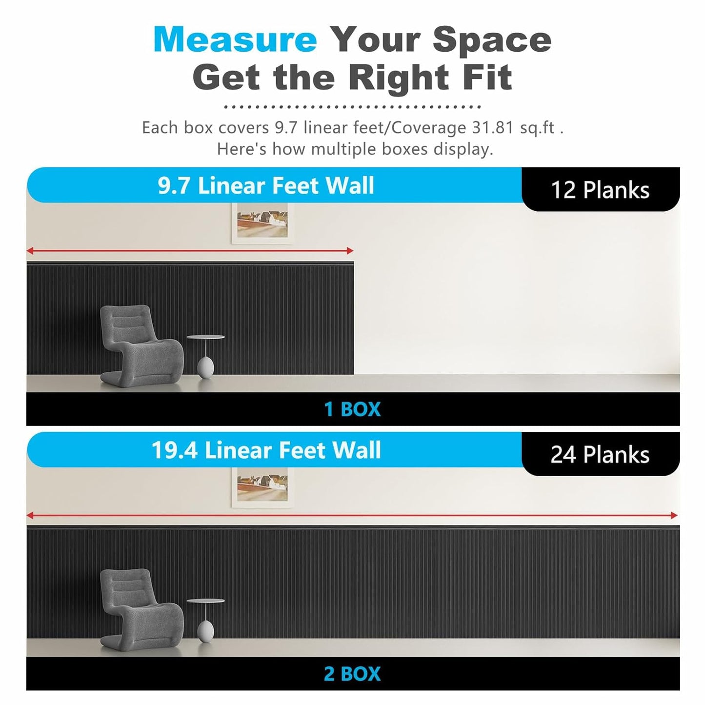 Art3d Wainscoting Wall Panel Kit, 37.8" Tall Beadboard Panels for Walls, Polystyrene Board and Batten Wall Panel Kit, Easy DIY Decorative Trim for Living Room, Kitchen, Bedroom – Covers 31 Sq.Ft