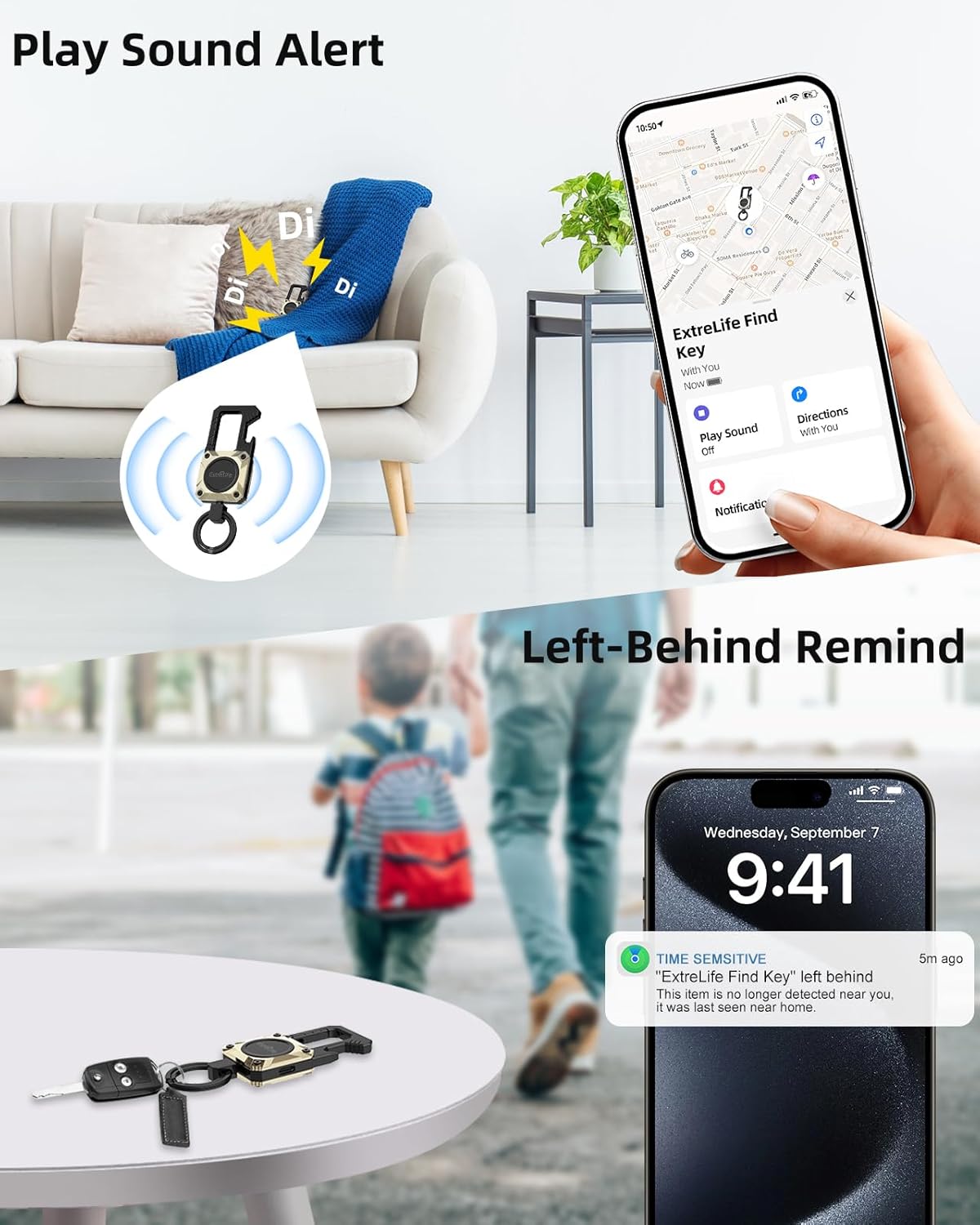 Keychain, Works with Apple Find My, Heavy Duty Key Chain Bottle Opener, Carabiner Car Key Chains with GPS Tracker, Key Finder, Bluetooth Tracker for Luggage, Kids, Bags, Rechargeable, Champagne Gold