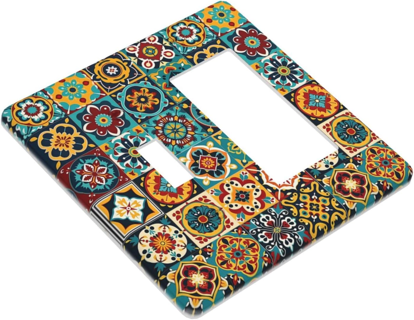 Outlet Covers Mexican Talavera Colorful Mosaic Tiles 1 Toggle 1 Rocker Combination Decorative Wall Plate Electrical Switch Plates Light Switch Cover Plate For Bathroom Kitchen Decor