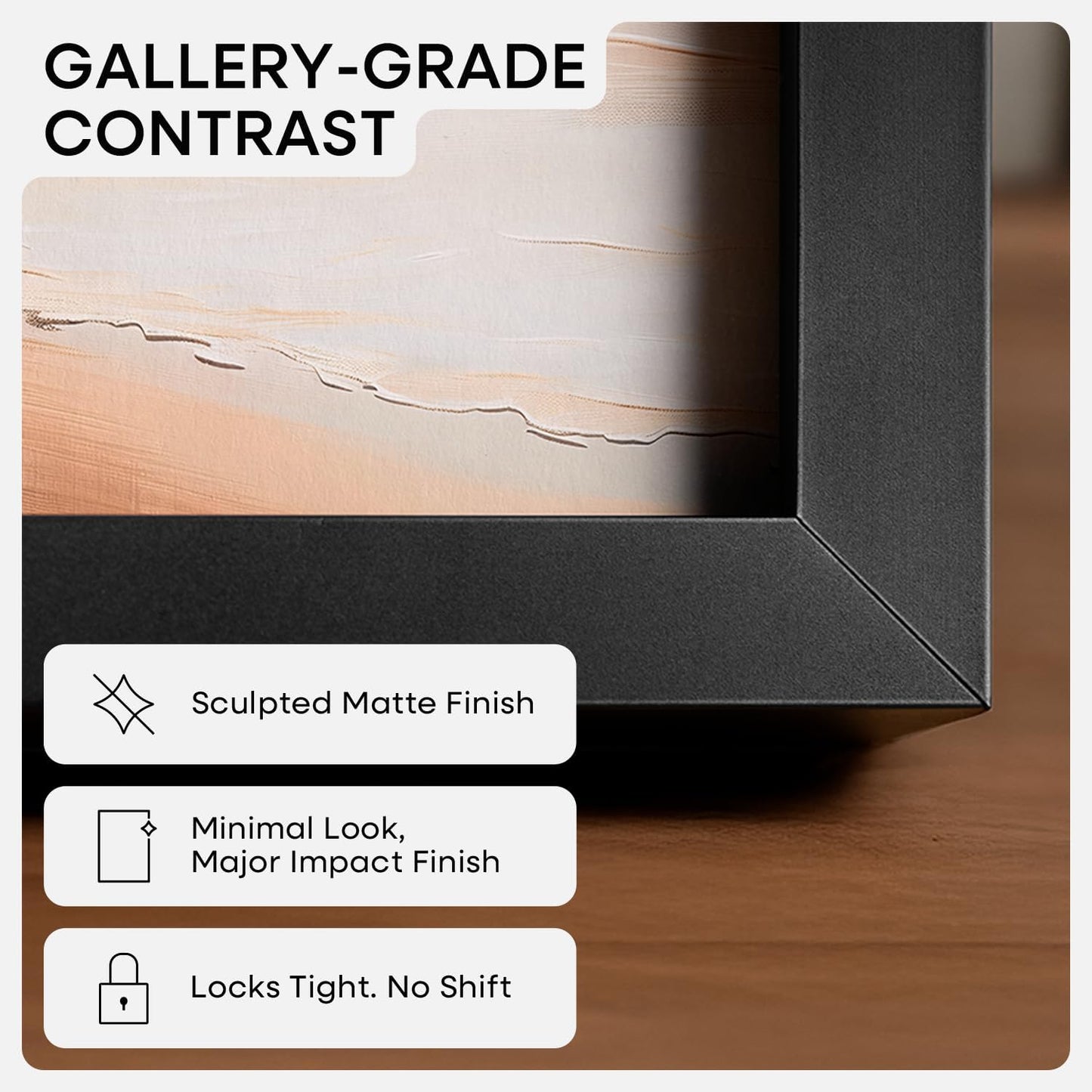 Homeforia 24x24 Picture Frame Black, High End Metal 24 x 24 Large Square Poster Frame Matted to 20 x 20 in Photo, 24by24 Thin Black Frames with Mat 20x20 inch Print, Tempered Glass, Wall Kit, Set of 2