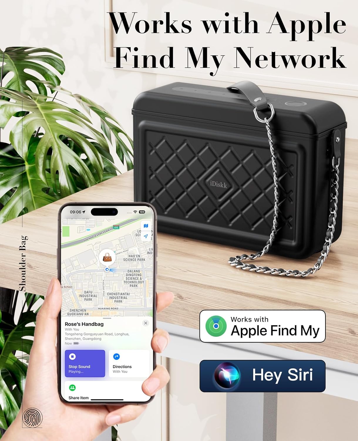 iDiskk Security Lock Box, Metal Safe Box with Anti-Theft with Fingerprint and Password Unlocking, MFi Certification Compatible with Find My App (iOS Only) Ideal for Secure Storage of Valuables