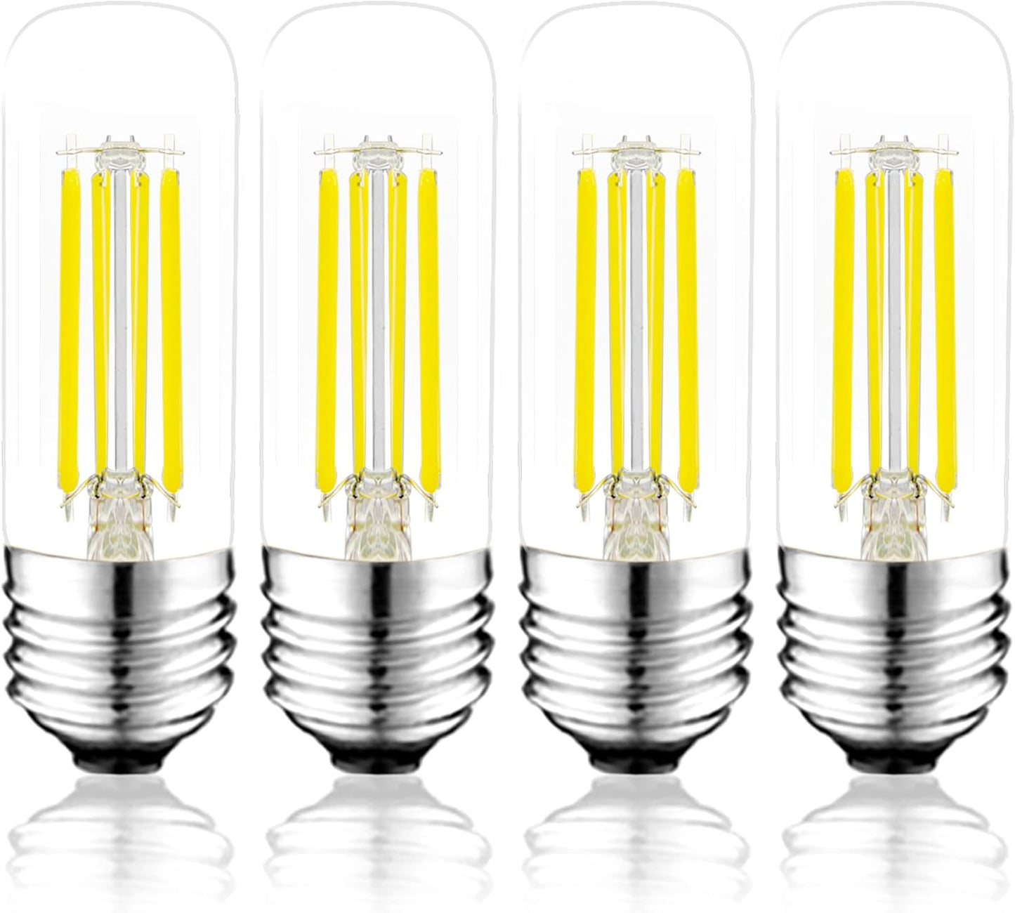 3.2 Inch 5000K Daylight White E26 LED Bulb 60 Watt Equal, AC 120V 600LM Edison Bulbs Dimmable, 6W T10 T30 Filament Light Bulbs Clear Glass for Fan Pendant Wall Light, UL Listed-4 Pack