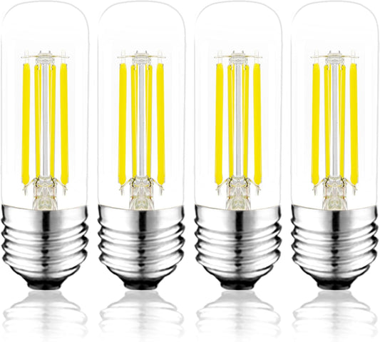 3.2 Inch 5000K Daylight White E26 LED Bulb 60 Watt Equal, AC 120V 600LM Edison Bulbs Dimmable, 6W T10 T30 Filament Light Bulbs Clear Glass for Fan Pendant Wall Light, UL Listed-4 Pack