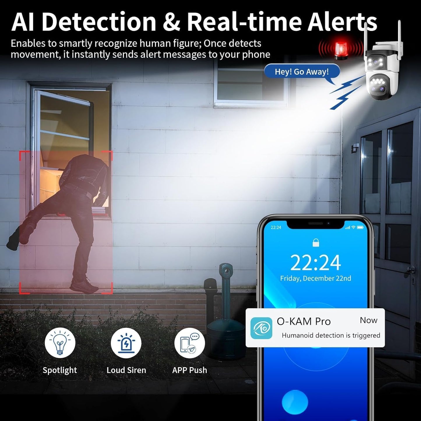 VSTARCAM Three-Lens Security Camera,2K Outdoor Camera,Human Detection,Home Security Cameras Outdoor,Night Vision,Siren & Spotlight Alarm,Two Way Audio,Local & Cloud Storage,10x Zoom