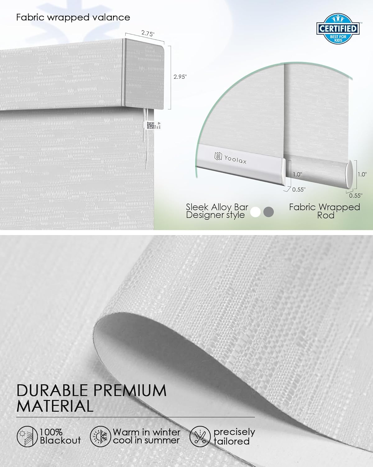 Yoolax Smart Blinds, Motorized Matter Roller Shades Blackout Automatic Blinds for Windows Motorized Shades Compatible with Alexa, Google Home, Homekit(Blackout Jacquard White)