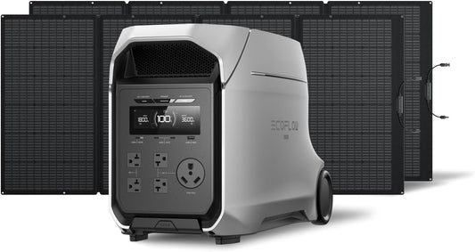 EF ECOFLOW DELTA 3 Ultra Plus Portable Power Station with 2X400W Solar Panel, 3072Wh LiFePO4 Battery, 3600W (7200W Surge) Output, Expandable to 11kWh, Reliable Home Battery Backup & Camping
