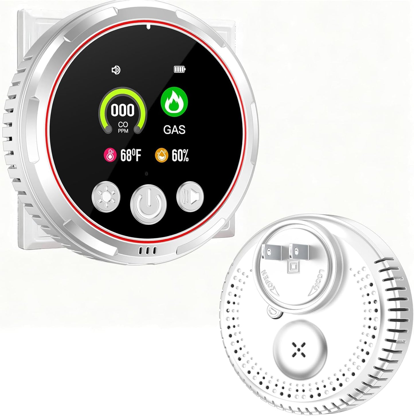 Plug in Gas & Carbon Monoxide Detector,4-in-1 CO Alarm Detector,Fahrenheit(°F) & Humid,Natural Gas Detector & Carbon Monoxide Detectors for Home,Travel,Hotel Safety