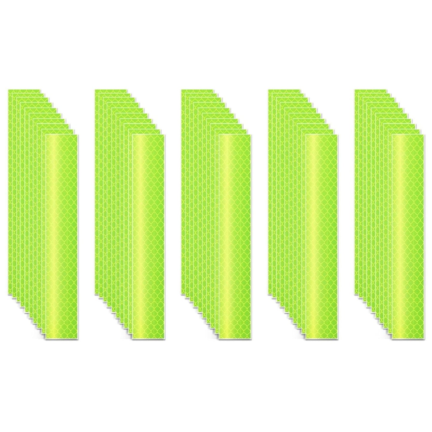 Non Fading Fluorescent Yellow Reflective Stickers 1 inch X 6 inch, Outdoor Waterproof High Visibility Safety Adhesive Reflector (50 Pcs)