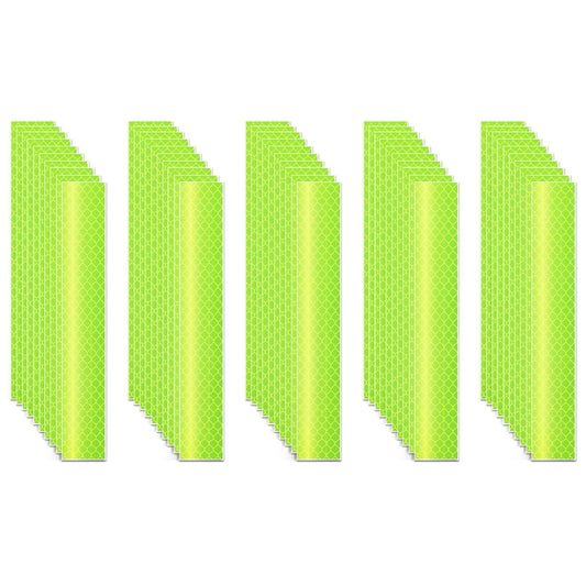 Non Fading Fluorescent Yellow Reflective Stickers 1 inch X 6 inch, Outdoor Waterproof High Visibility Safety Adhesive Reflector (50 Pcs)