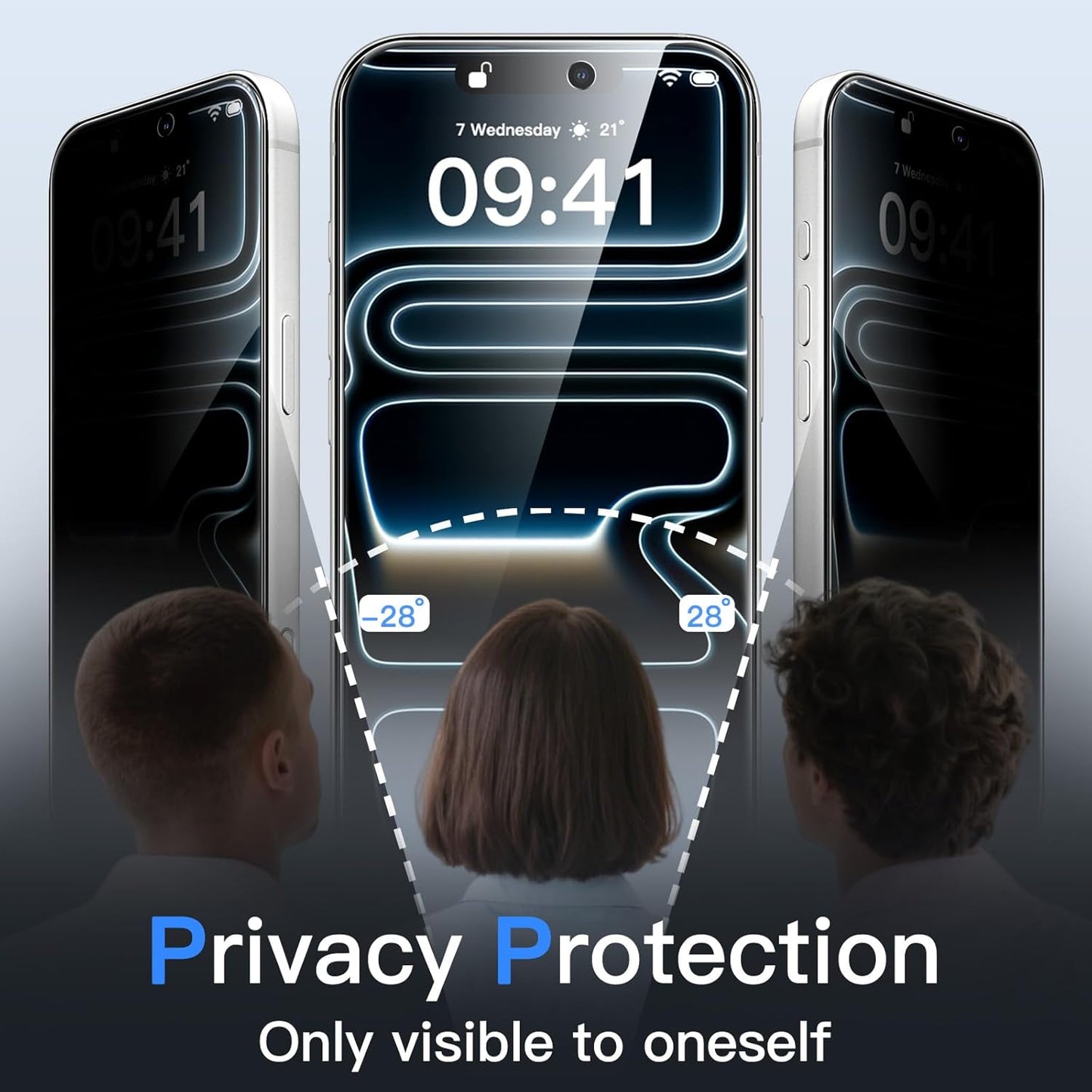 JETech Privacy Screen Protector for iPhone 17 Pro 6.3-Inch with Camera Lens Protector, Anti-Spy Tempered Glass Film, Easy Installation Tool, 2-Pack Each
