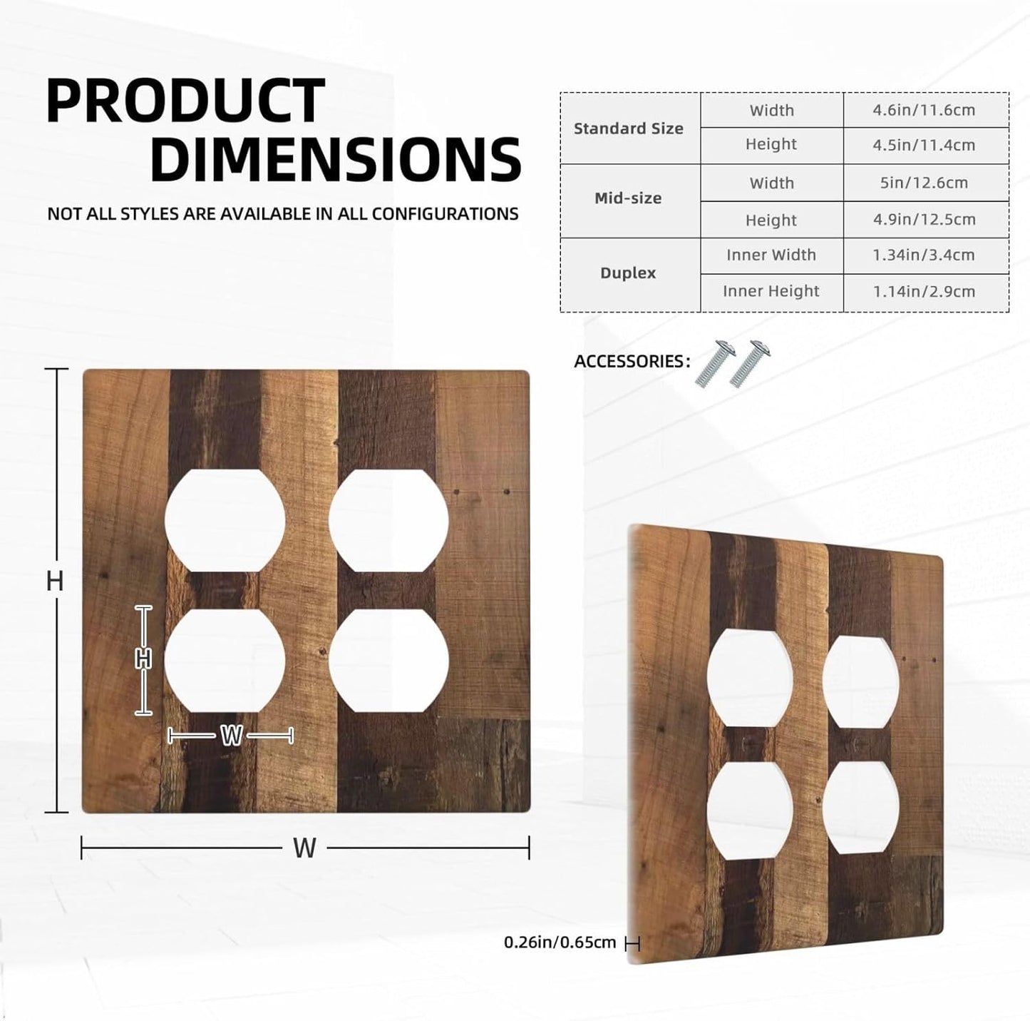 Rustic Brown Wood Vintage Wood Board Outlet Covers 2 Gang Double Duplex Decorative Light Switch Covers Electrical Wallplates Socket Faceplate For Farmhouse Cabin Decor