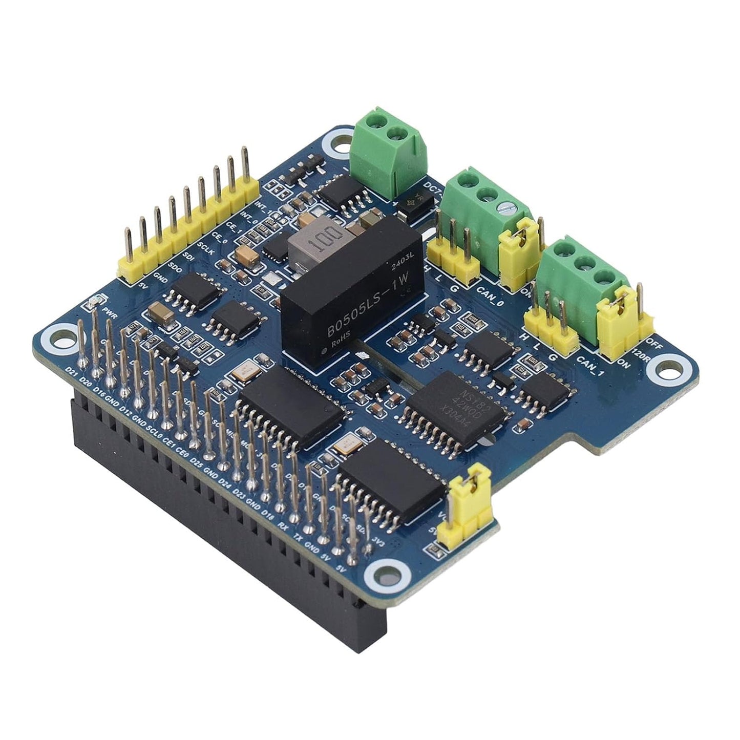 Generic CAN Bus Expansion Board, Dual Chip Stackable 2-Channel CAN Interface Communication 2 Channel Isolated Expansion Module Board for Pi WH 2B 3B 3B+