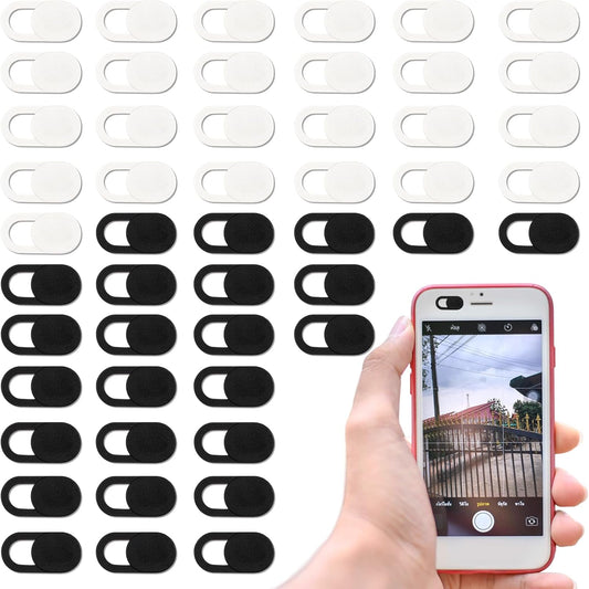 50 Pcs Webcam Cover Slide, 0.023 Inch Ultra-Thin Universal Laptop Camera Cover Slide Webcam Cover for Laptop, Computer(White+Black)