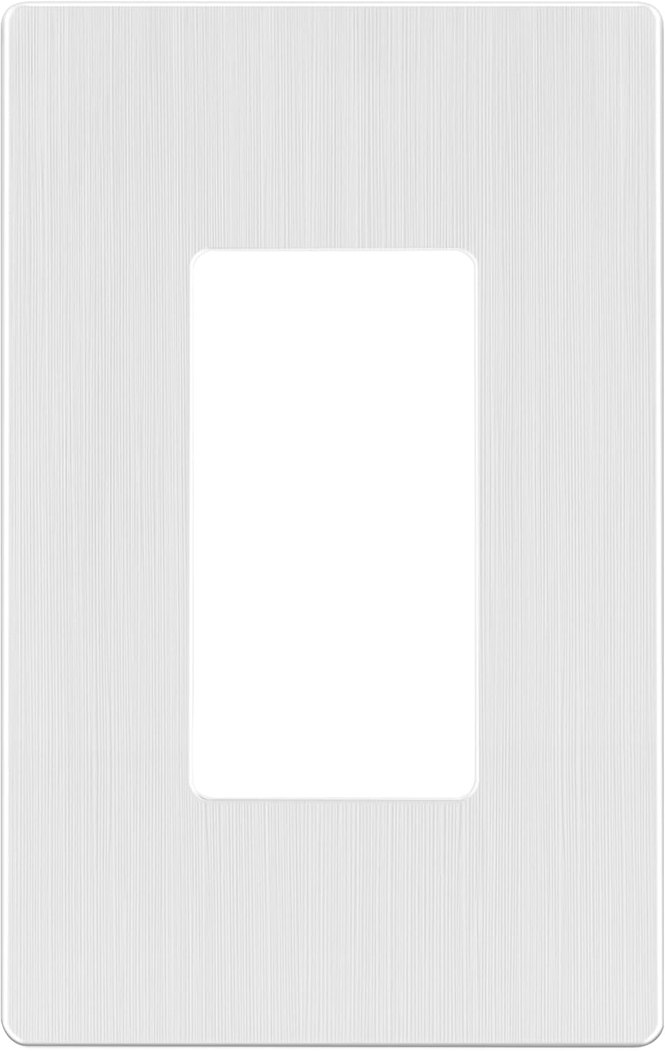 LIDER Brushed Finish Decorator Switch Cover, Screwless Wall Plate, Mid-Size 1-Gang 4.88" x 3.11", Unbreakable Polycarbonate Thermoplastic, UL Listed, LSWP-31M-BW, Brushed White