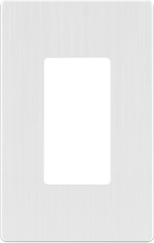 LIDER Brushed Finish Decorator Switch Cover, Screwless Wall Plate, Mid-Size 1-Gang 4.88" x 3.11", Unbreakable Polycarbonate Thermoplastic, UL Listed, LSWP-31M-BW, Brushed White