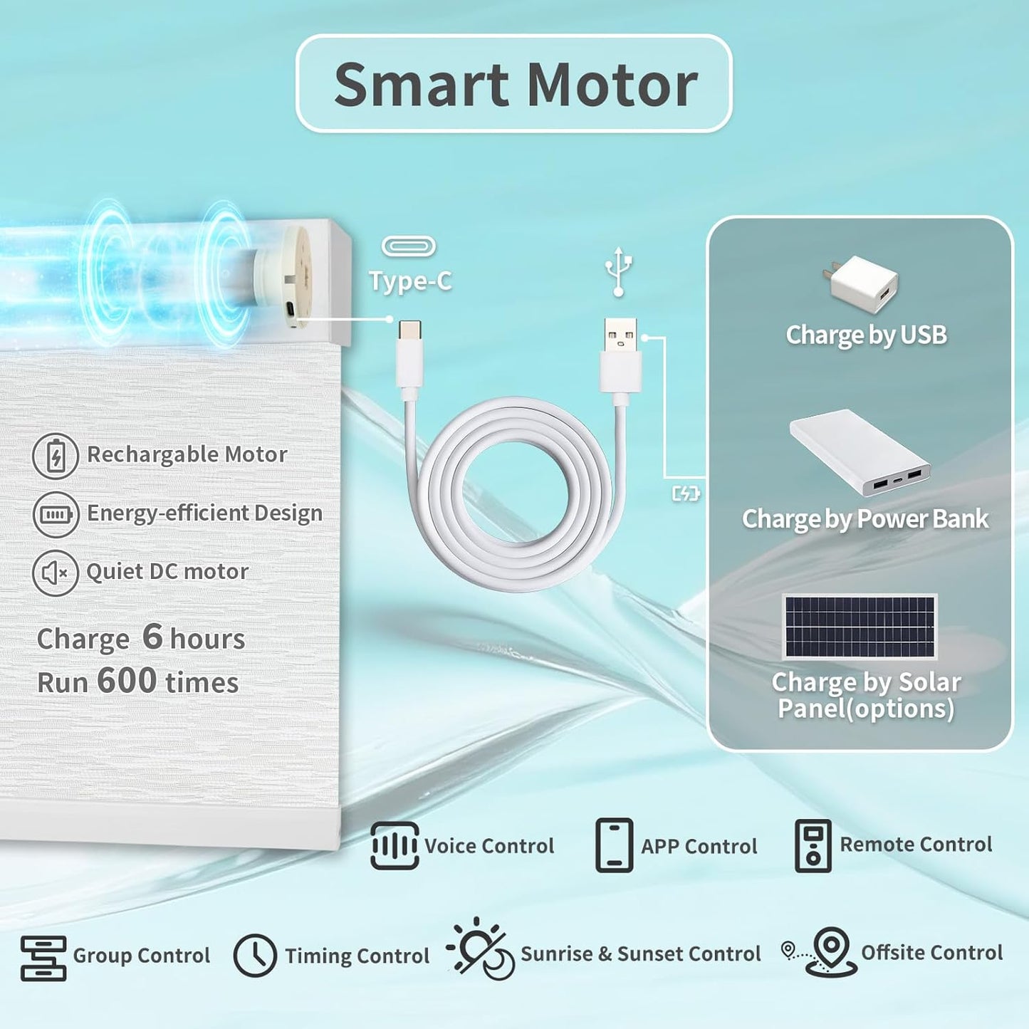Motorized Blinds with Remote Custom Size Blackout Smart Roller Shades Compatible with Alexa Google, Electric Blinds for Windows