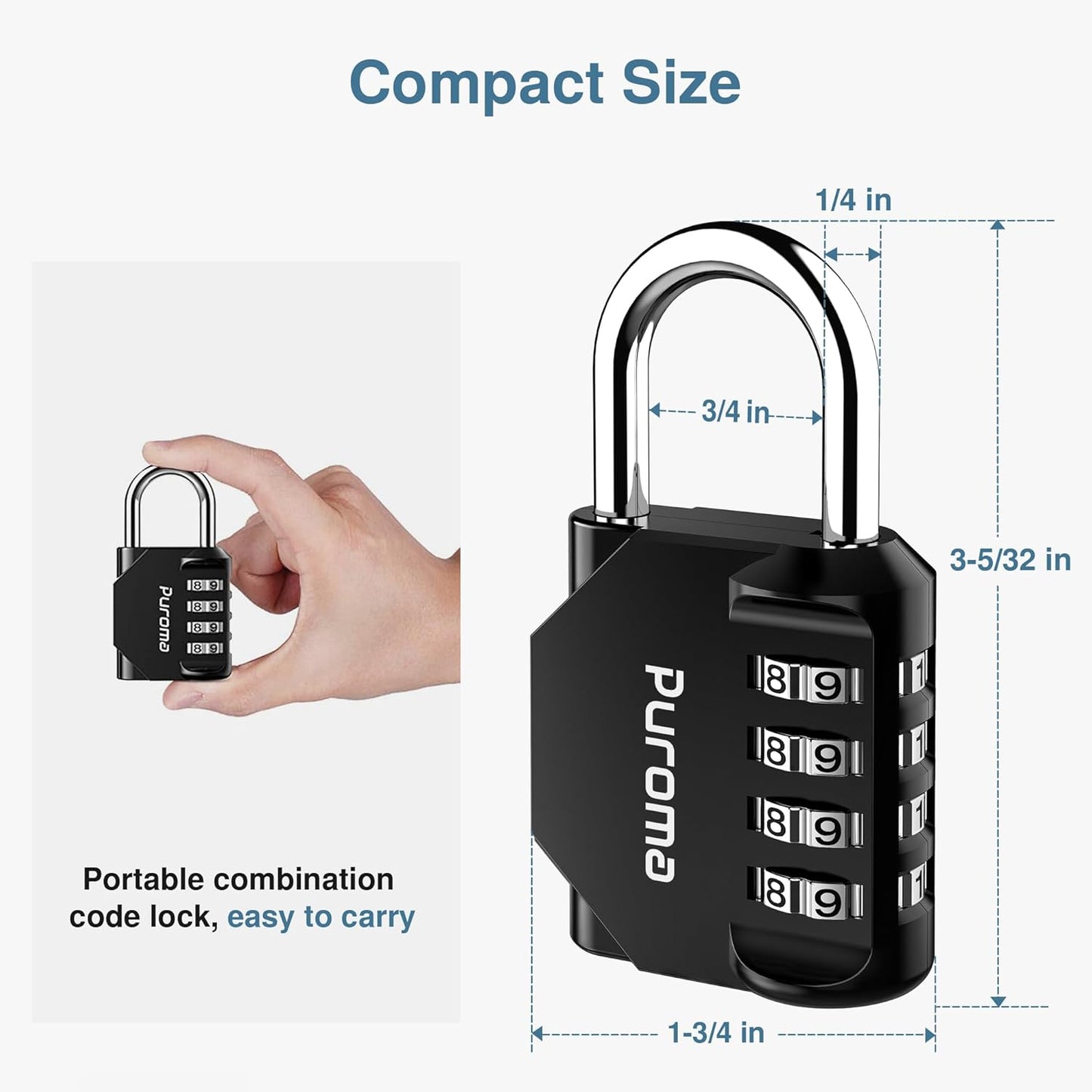 Puroma 3 Pack Combination Lock for Locker 4 Digit Outdoor Waterproof Padlock for School, Gym, Sports, Fence, Toolbox, Gate, Case, Outdoor, Hasp Storage, Cabinets (Black)
