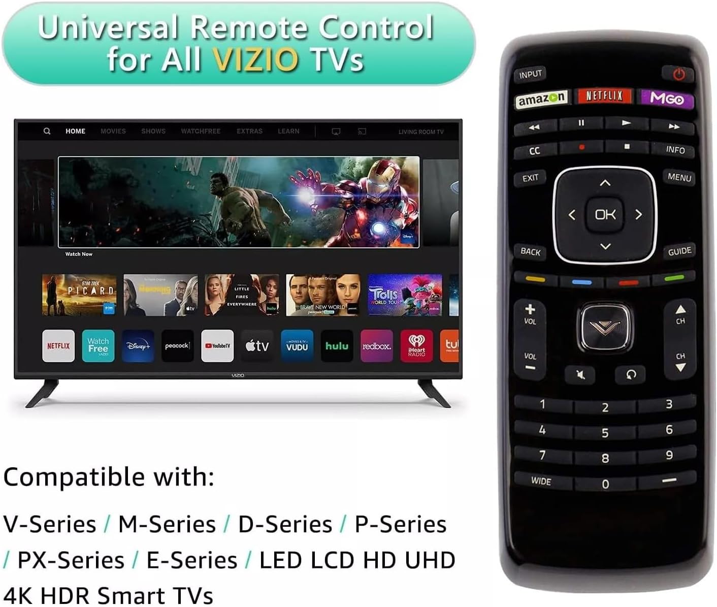New Vizio Universal Remote Control for All VIZIO Brand TV, Smart TV - 1 Year Warranty